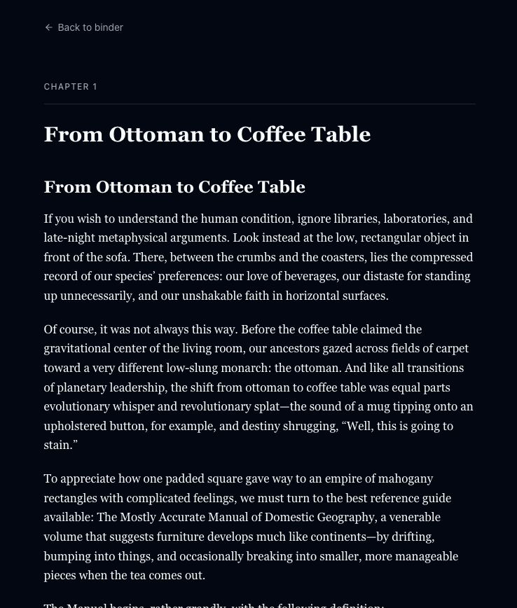 Read mode showing full manuscript in clean typeset view